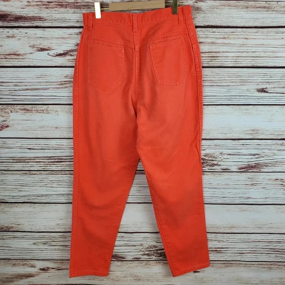 YFSC Basics Size 11 Vintage 90s Solid Tangerine Orange High Waisted Mom Jeans - Picture 5 of 11